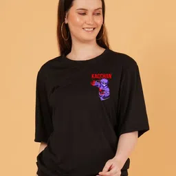 LECOWAR Women Graphic Printed Round Neck Cotton Oversized T-shirt-picture-30