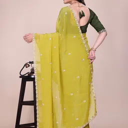 K 5 Fashion Embroidered Embellished Pure Chiffon Saree image 2