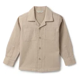 Tales & Stories Cotton Woven Full Sleeves Solid Shirt - Beige-picture-24