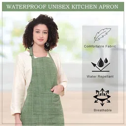 DESNUDA 2-Pcs Green Checked Waterproof Aprons image 2