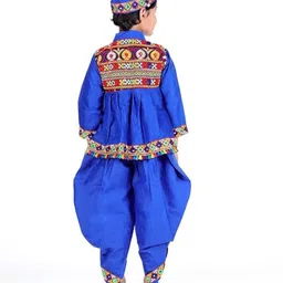 Itsmycostume Gujrati Garba & Kedia Cotton Full Sleeves Navratri Dress Theme Costume Set -Blue image 3