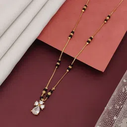 ABDESIGNS Gold-Plated American Diamond Studded & Beaded Mangalsutra image 3