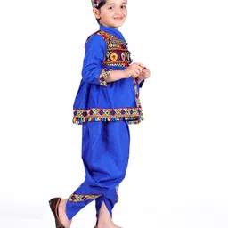 Itsmycostume Gujrati Garba & Kedia Cotton Full Sleeves Navratri Dress Theme Costume Set -Blue image 4