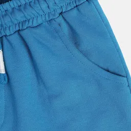 MINI KLUB Cotton Brand Initials Patch Embroidered Shorts - Blue image 4