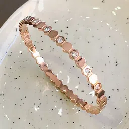 Designs & You Women American Diamond Rose Gold-Plated Bangle-Style Bracelet image 4