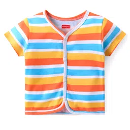 Babyhug 100% Cotton Knit Antibacterial Vest with Dolphin & Striped Print Pack of 5 - Multicolour image 4