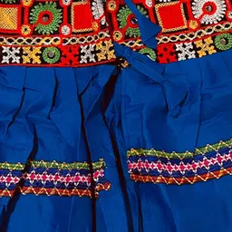 Itsmycostume Gujrati Garba & Kedia Cotton Full Sleeves Navratri Dress Theme Costume Set -Blue image 5