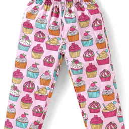 Babyhug Cotton Knit Half Sleeves Front Open Night Suit with Ice Cream Print - Pink image 4