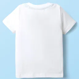 Babyhug Single Jersey Knit Half Sleeves T-Shirt & Dungaree With Alphabet Print - White & Red image 4