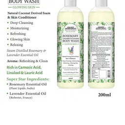 keya seth aromatherapy KEYA SETH Rosemary Lavender Coconut Body Wash- 200 ml image 3