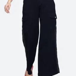 FCK-3 Women Brooklyn Baggy High-Rise Stretchable Cotton Cargos Jeans-picture-12