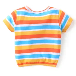 Babyhug 100% Cotton Knit Antibacterial Vest with Dolphin & Striped Print Pack of 5 - Multicolour image 5