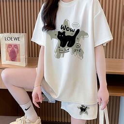 JC Mode Printed Round Collar T-Shirt With Shorts Co-Ords-picture-2