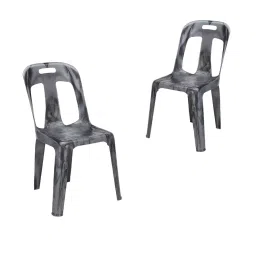 Maharaja Crysta Stylish Heavy Duty Armless Plastic Cafeteria Chair Silver (Set of 2)-picture-19