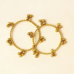 UnfoldSelf Set of 2 Gold-Plated Ghungroo Bangles image 4