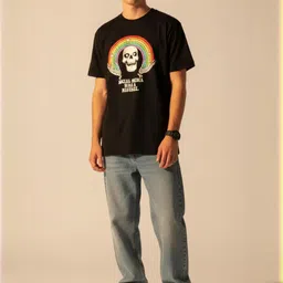 OUTLAWS Men Graphic Printed Round Neck Cotton T-shirt-image-12