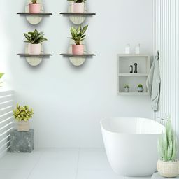 OLIVE TREE Black & Cream 4 Pieces Olive Tree Planter Stand Wall Shelves-picture-33