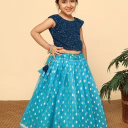 BAESD Girls Embroidered Sequinned Ready to Wear Lehenga & image 3