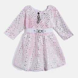 HERE&NOW Girls Self Design Woollen Fit & Flare Dress-picture-28