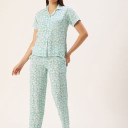 Clt.s Women Floral Printed Shirt With Pyjamas Night suits-picture-13
