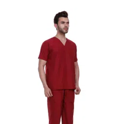 âproexamine surgicals Proexamine Surgicals V-Neck 3 Pocket Ruby Red Scrub Suit Set 36-S image 2