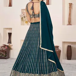 Zeel Clothing Embroidered Sequinned Semi-Stitched Georgette Lehenga & Blouse With Dupatta image 4