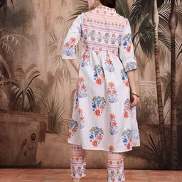 Sangria Floral Printed Empire-Style A-Line Kurta with Trousers image 4