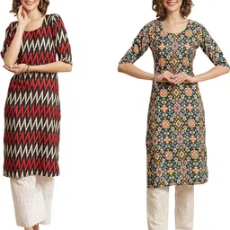 Ethnic basket Women Pack Of 2 Multicoloured Crepe Kurtas-picture-13