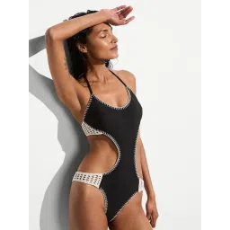 victoria's secret intimates Victoria's Secret Black Archives Crochet Scuba Cheeky Monokini One-Piece Swimsuit image 1