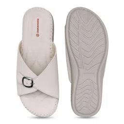 Jootavoota Women Solid Open Synthetic Leather Casual Toe Flats with Buckles image 2