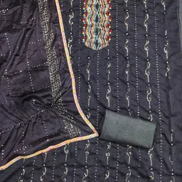 HERE&NOW Floral Embroidered Sequnnied Vichitra Silk Unstitched Dress Material image 5