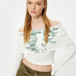 Koton Women Typography Printed Pockets T-shirt image 1