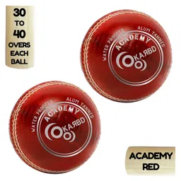 KARBD Cricket Leather Ball 4 Piece 30 to 40 Overs  Pack of 2- Academy Red-picture-12