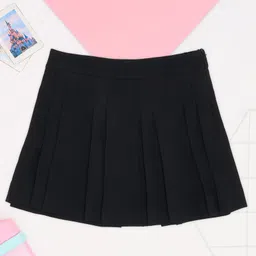 Pantaloons Junior Woven Solid Pleated Skirt - Black-image-14