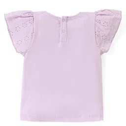 Babyhug Disney Cotton Top With Schiffli Sleeves Aristocats Marie Graphics - Lavender image 2