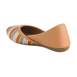 Shoetopia Chevron Embroidered Ballerinas - Tan image 3