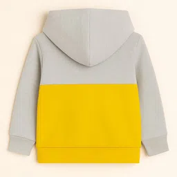 Aww Hunnie Fleece Woven Full Sleeves Cut & Sew Light Winter Hooded Sweatjacket - Yellow image 3
