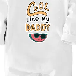 Zeezeezoo Full Sleeves Family Theme Cool Like My Dad Printed Romper - White image 4