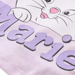 Babyhug Disney Cotton Top With Schiffli Sleeves Aristocats Marie Graphics - Lavender image 3
