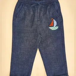 Pantaloons Baby Cotton Ship Printed Pants - Navy Blue image 4