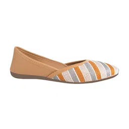 Shoetopia Chevron Embroidered Ballerinas - Tan image 4