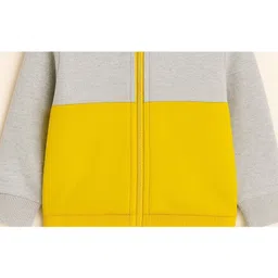 Aww Hunnie Fleece Woven Full Sleeves Cut & Sew Light Winter Hooded Sweatjacket - Yellow image 4