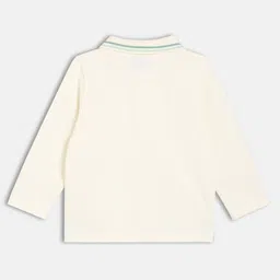 MINI KLUB Cotton Knit Full Sleeves Patch Detailed Dungaree With Tee - Cream & Green image 5