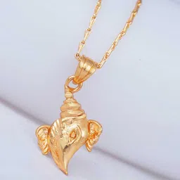 JFL - JEWELLERY FOR LESS Women Gold-Plated Mini Ganesha Pendant with Chain-picture-21