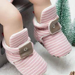 NESKA MODA Kids Striped Velcro Cotton Booties-picture-17