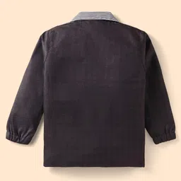 Rikidoos Full Sleeves Striped Jacket With Typography Printed Tee & Pant - Coffee & White image 5