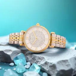 QORUM INDIA Women Embellished Dial Stainless Steel Analogue Watch G112 Evara-Ivory-image-0