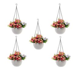 Go Hooked 5 Piece Rattan Hanging Planters Pot with Metal Hanging Chain-picture-41