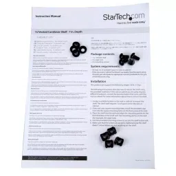 StarTech.com Black Rack Shelf 1U 20 Kg Load 440mm x 175mm, CABSHELF1U7V image 3