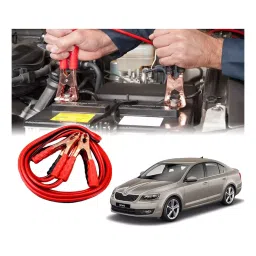 Auto Pearl 2.29 m (7.5 Ft) 500 A Heavy Duty Booster Anti Tangle Battery Jumper Cable for Skoda Octavia (Pack of 2)-picture-36